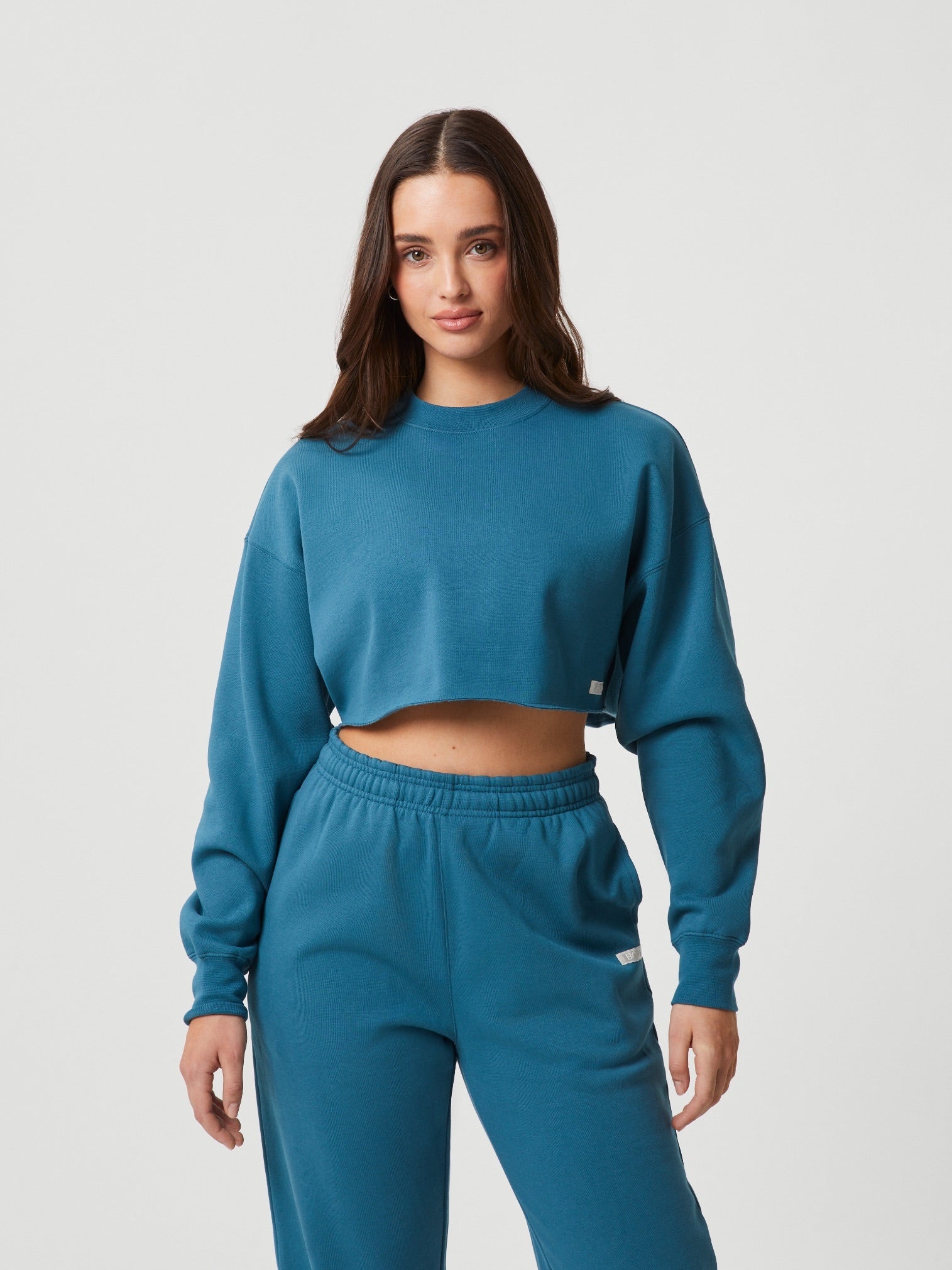 BJÖRN BORG Studio Oversized Cropped Crew Mallard Blue