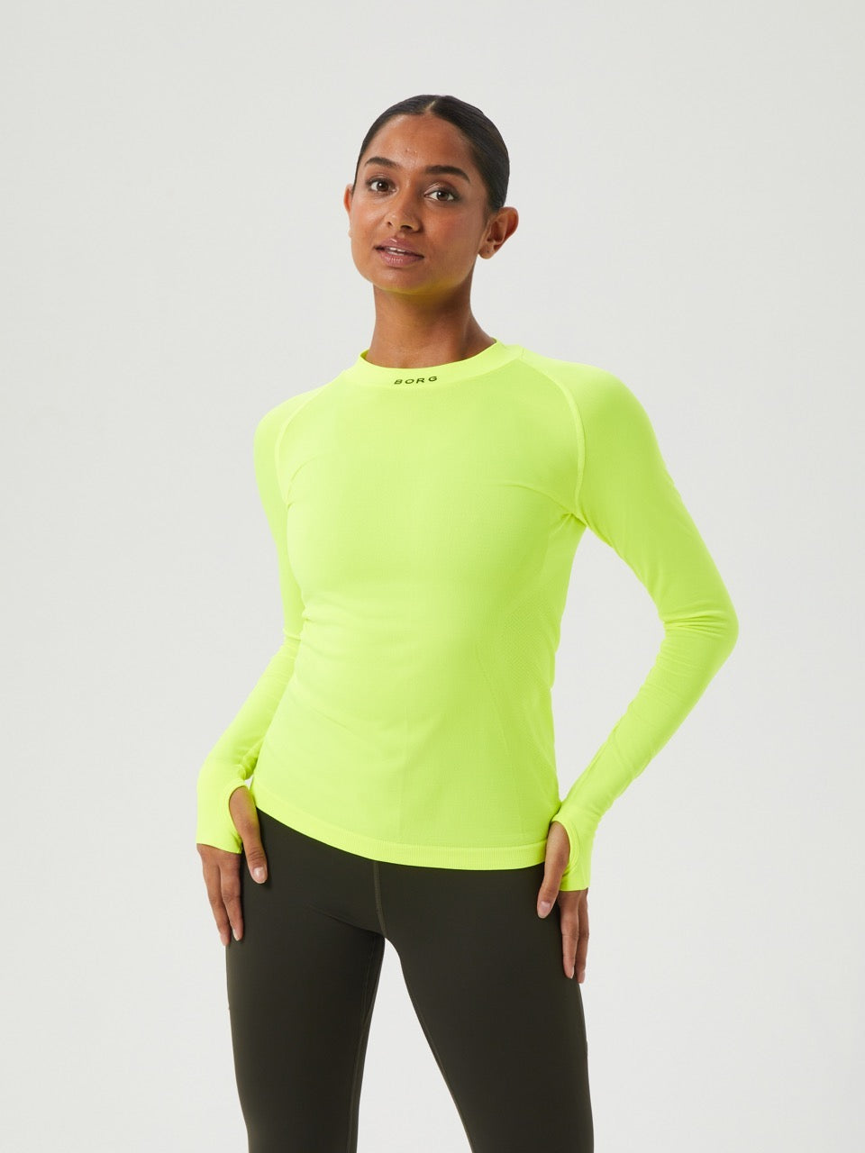 BJÖRN BORG Borg Running Seamless Mock Neck Safety Yellow