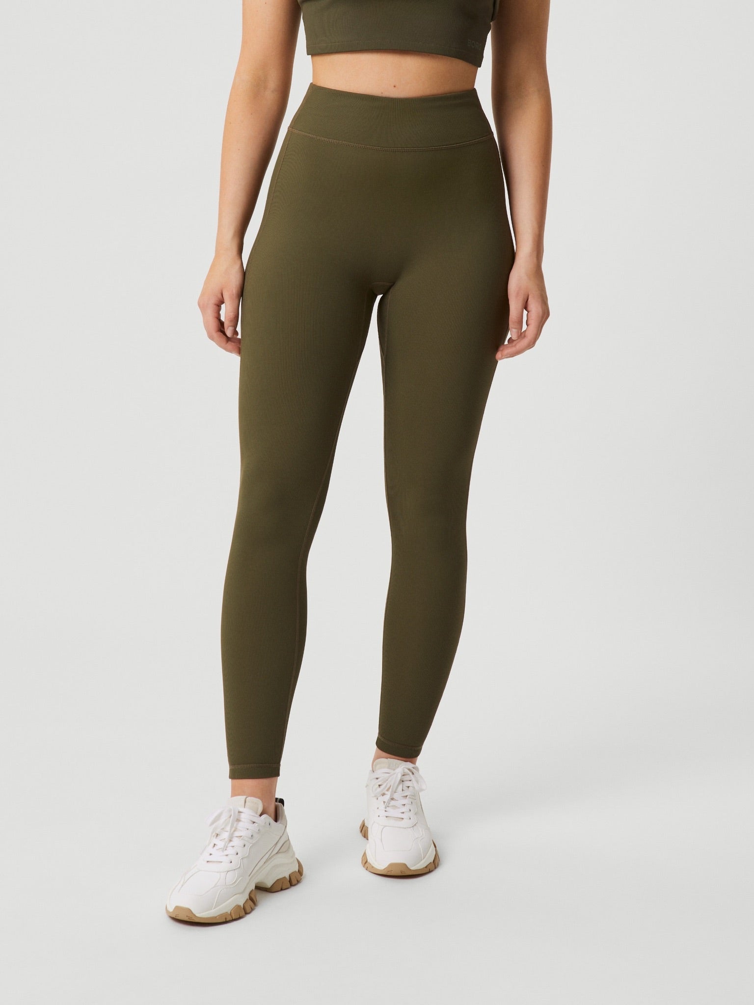 BJÖRN BORG Studio Highwaist Rib Tights Olive Night