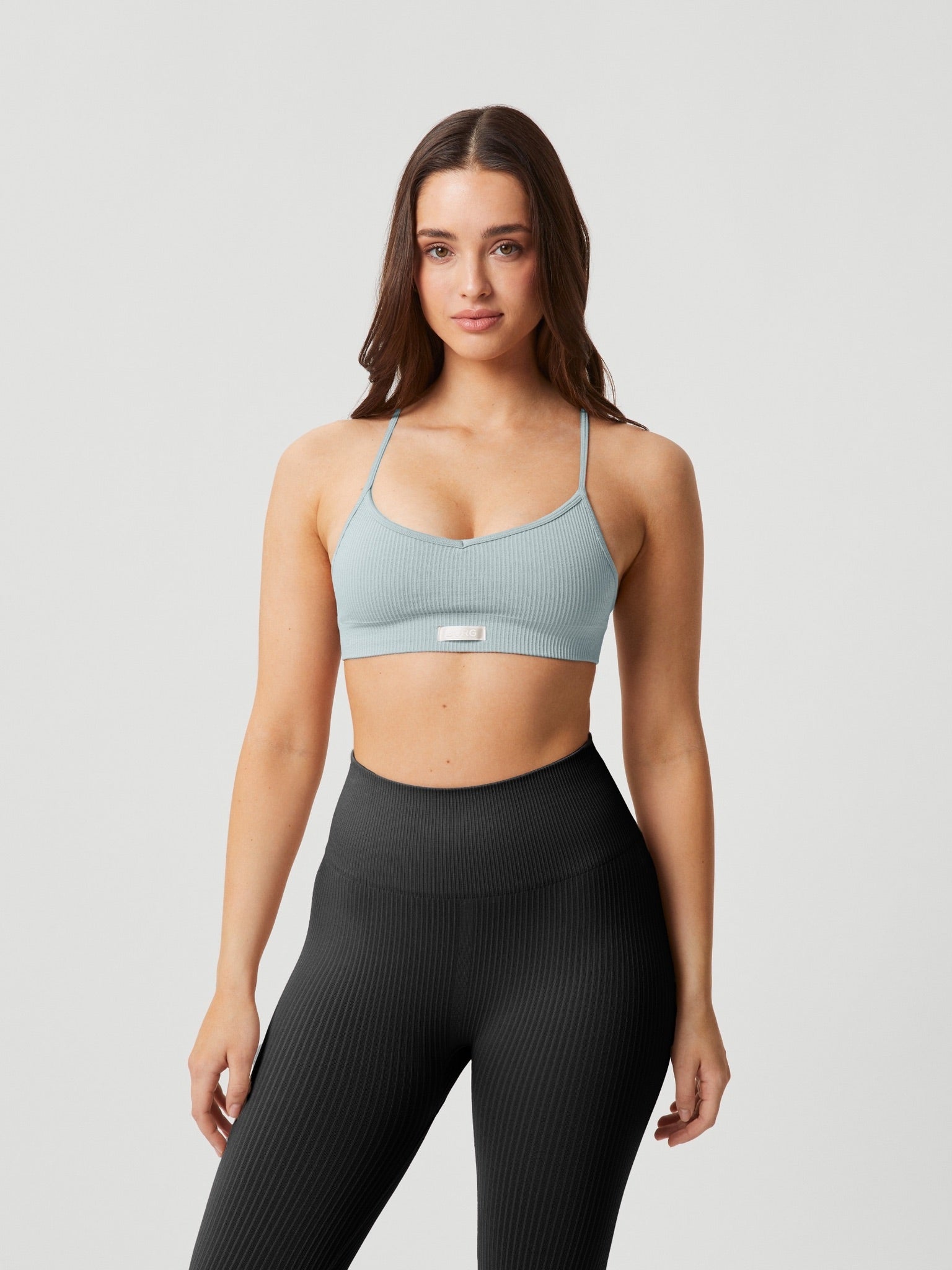 BJÖRN BORG Studio Seamless Ribbed Strap Bra Gray Mist