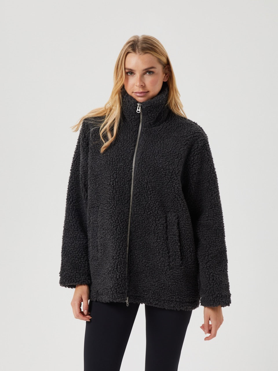 BJÖRN BORG Studio Pile Jacket Dark Anthracite Melange
