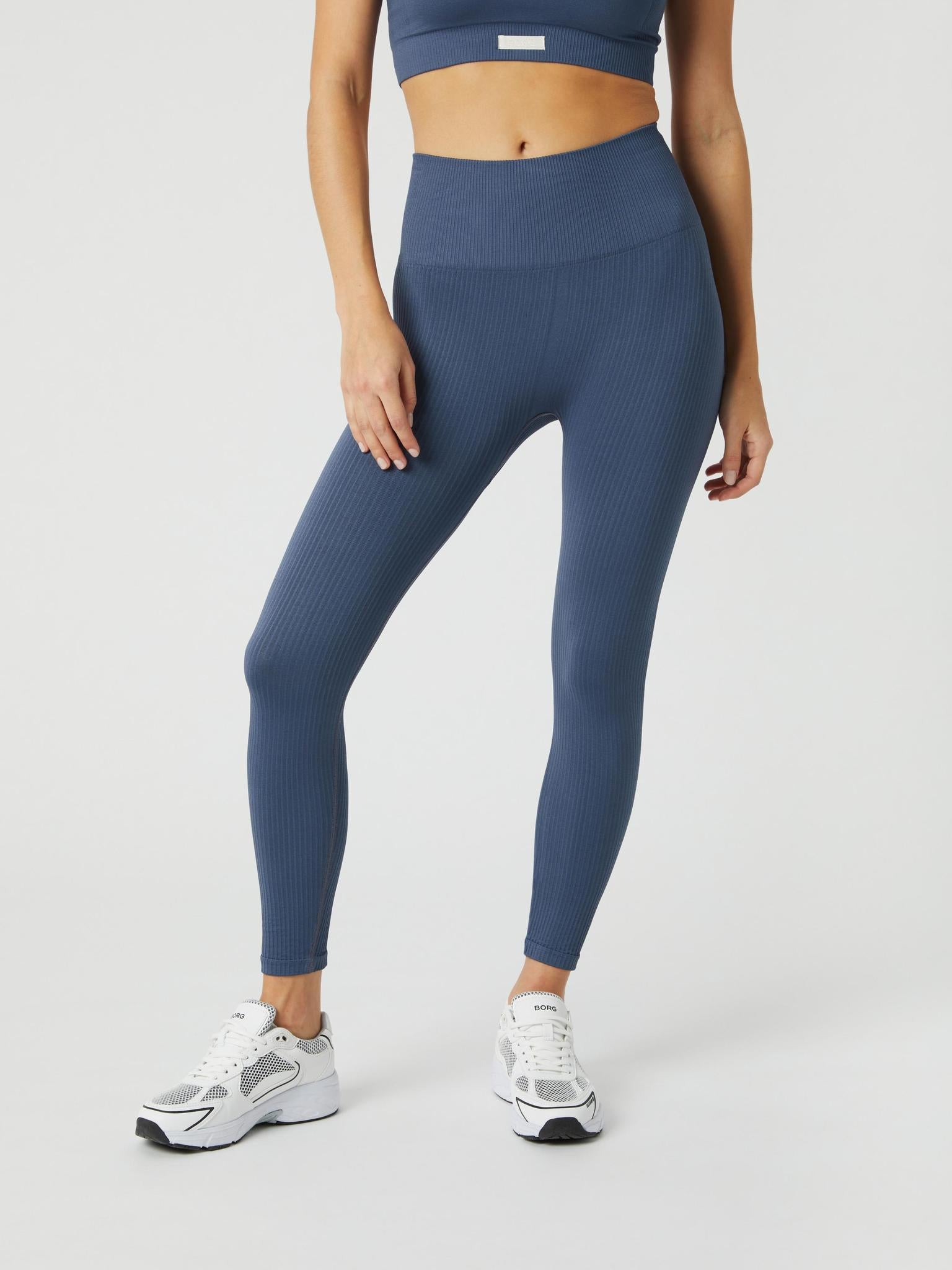 BJÖRN BORG Studio Seamless Ribbed Tights Nightshadow Blue