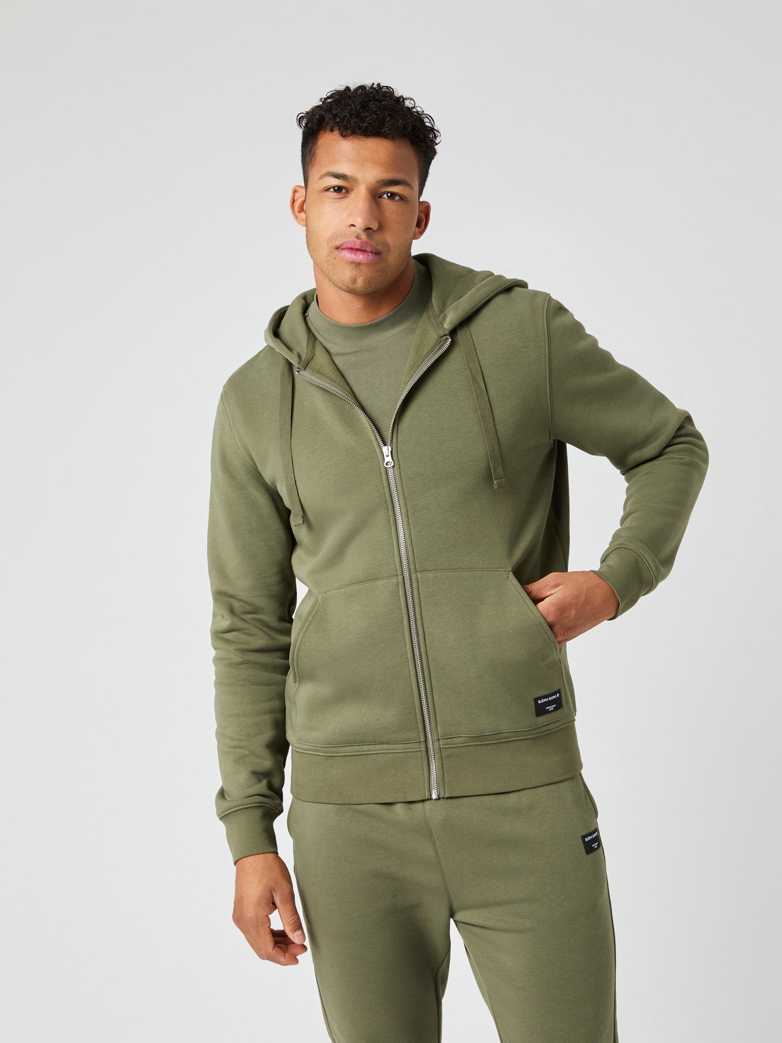 BJÖRN BORG Centre Zip Hoodie Dusty Olive