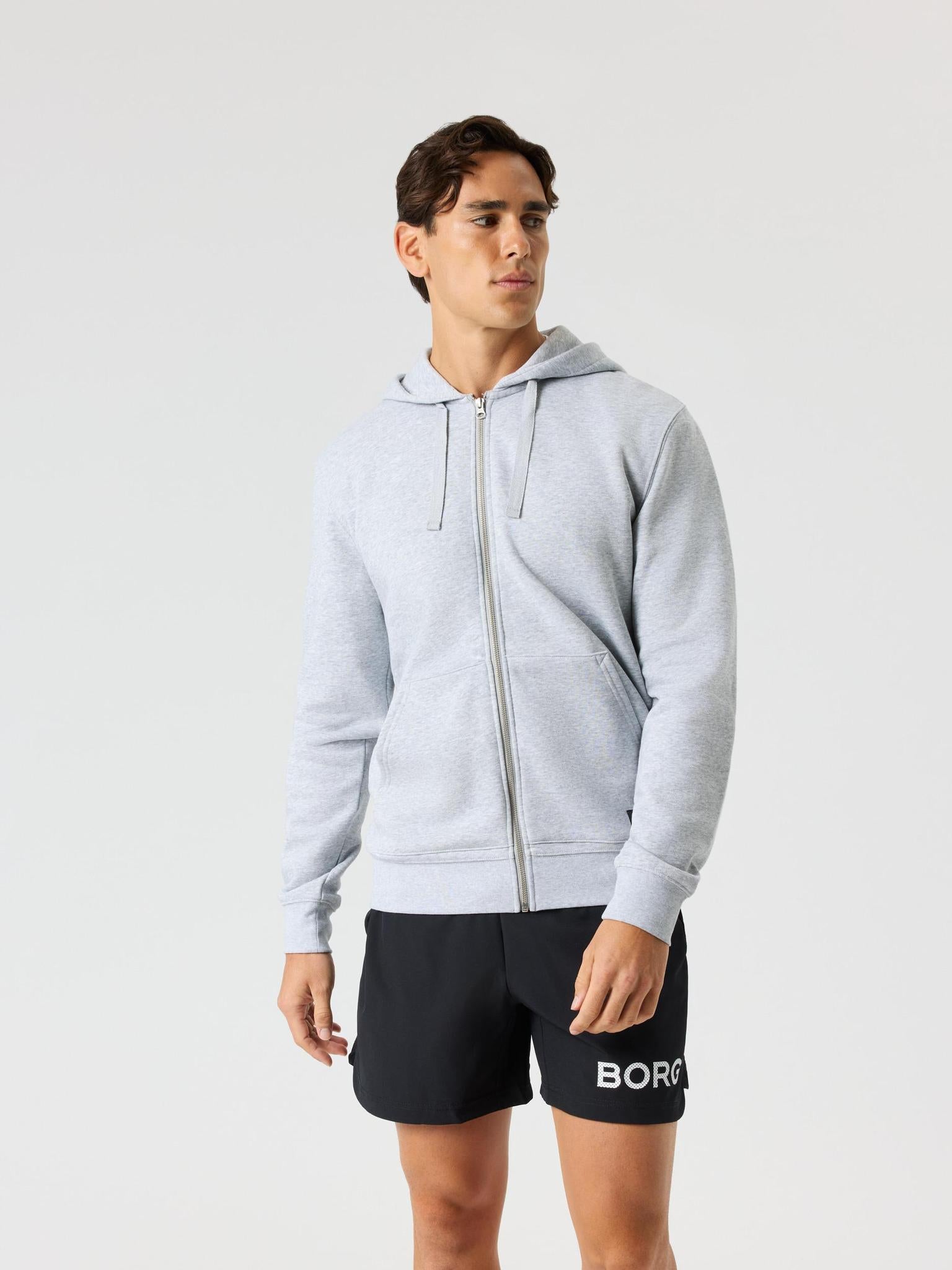 BJÖRN BORG Centre Zip Hoodie Light Grey Melange