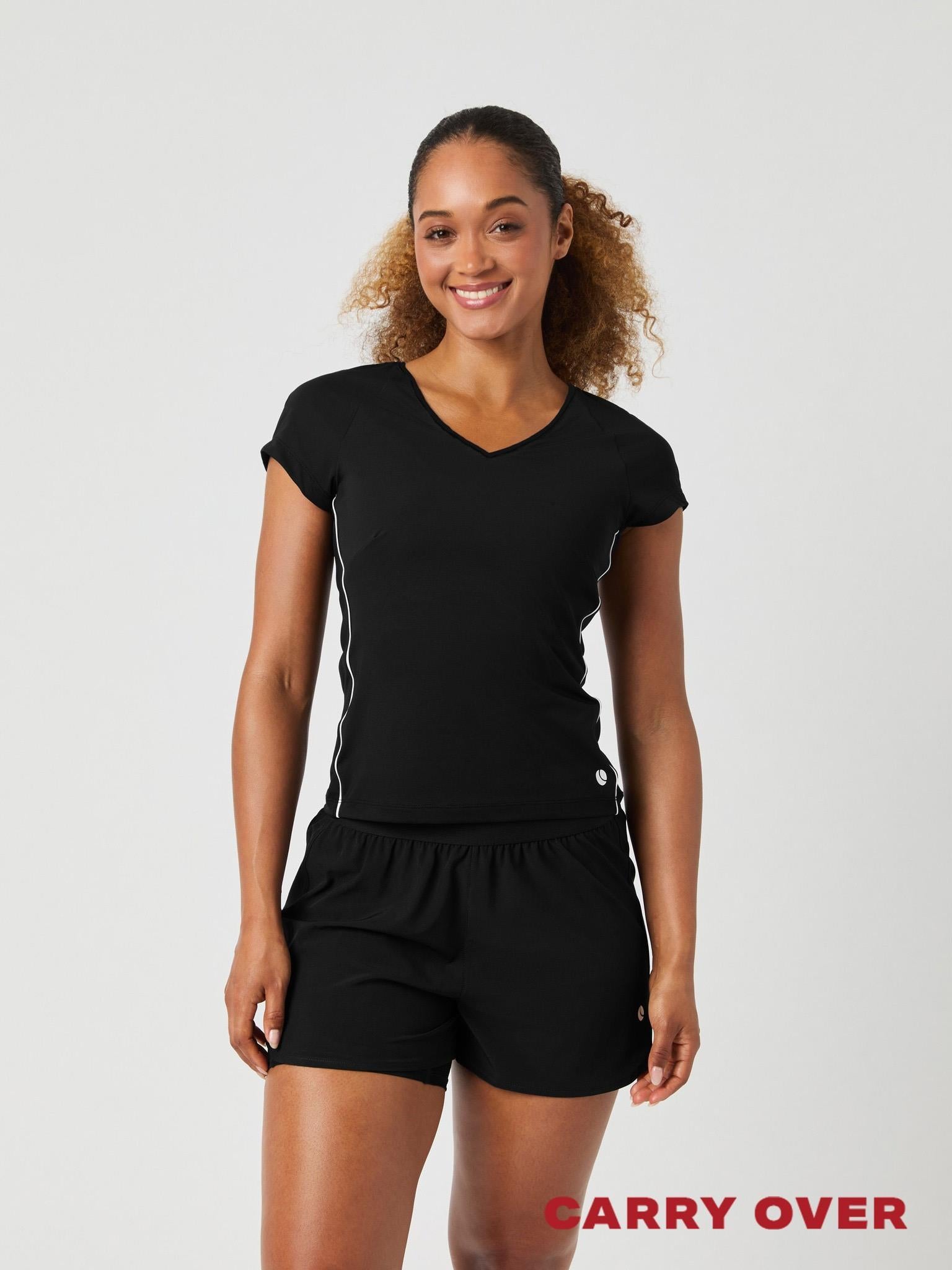BJÖRN BORG Ace V Neck T-shirt Black Beauty