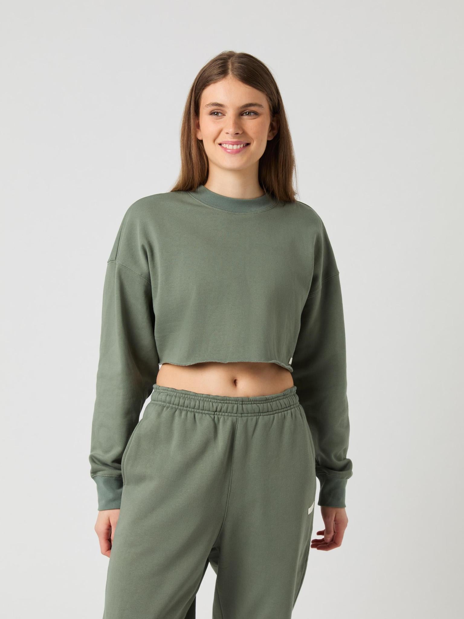 BJÖRN BORG Studio Oversized Cropped Sweatshirt Agave Green