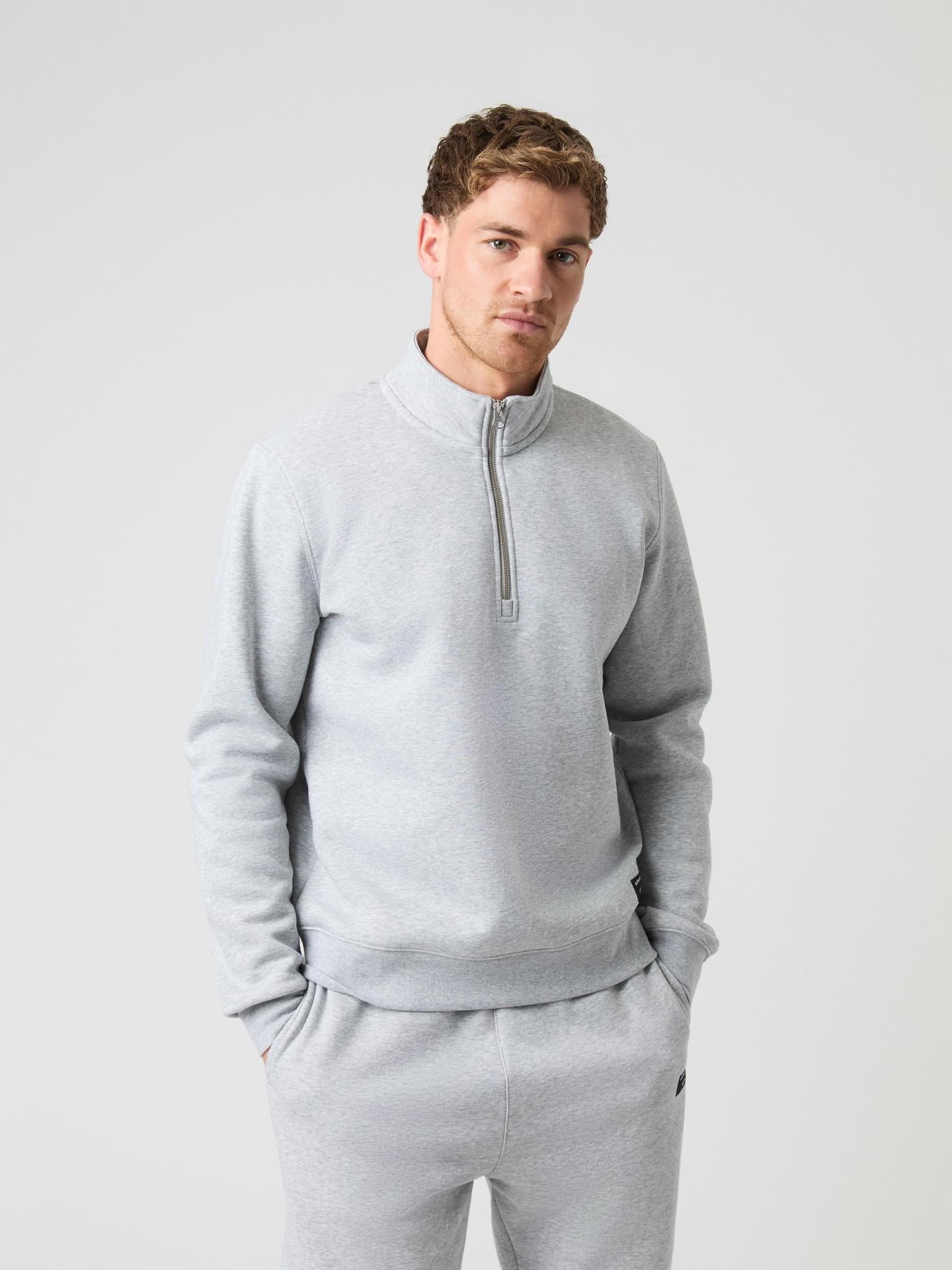 BJÖRN BORG Centre Half Zip Light Grey Melange