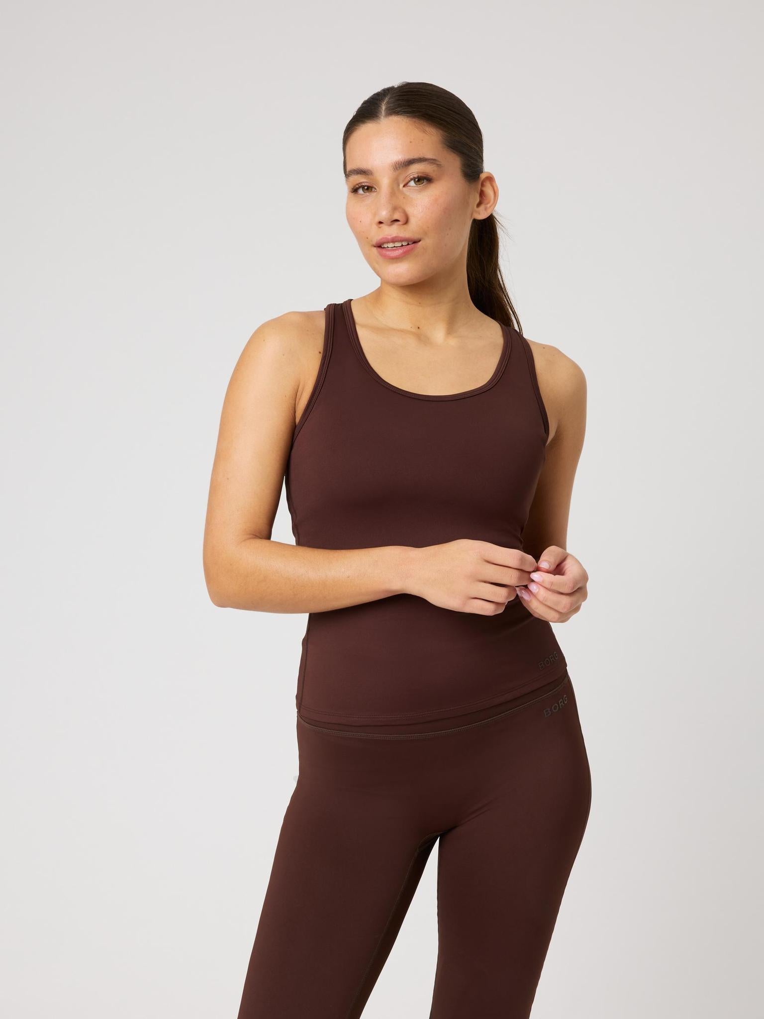 BJÖRN BORG Borg Soft Racerback Tank Top Coffee Bean