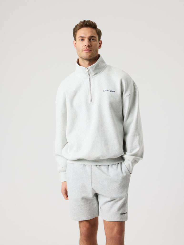 BJÖRN BORG Borg Oversized Half-zip Ultra Light Grey Melange