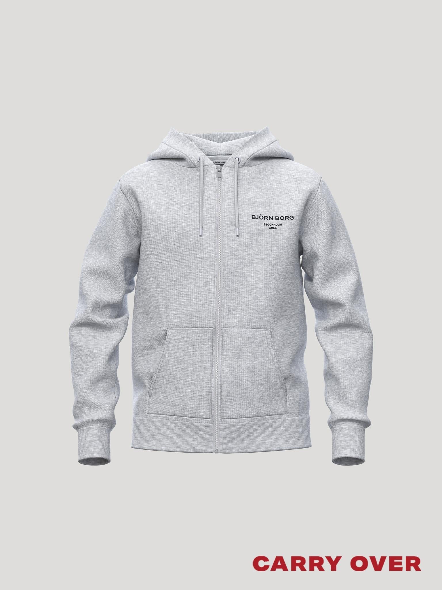 BJÖRN BORG Borg Essential 1 Zip Hoodie Light Grey Melange