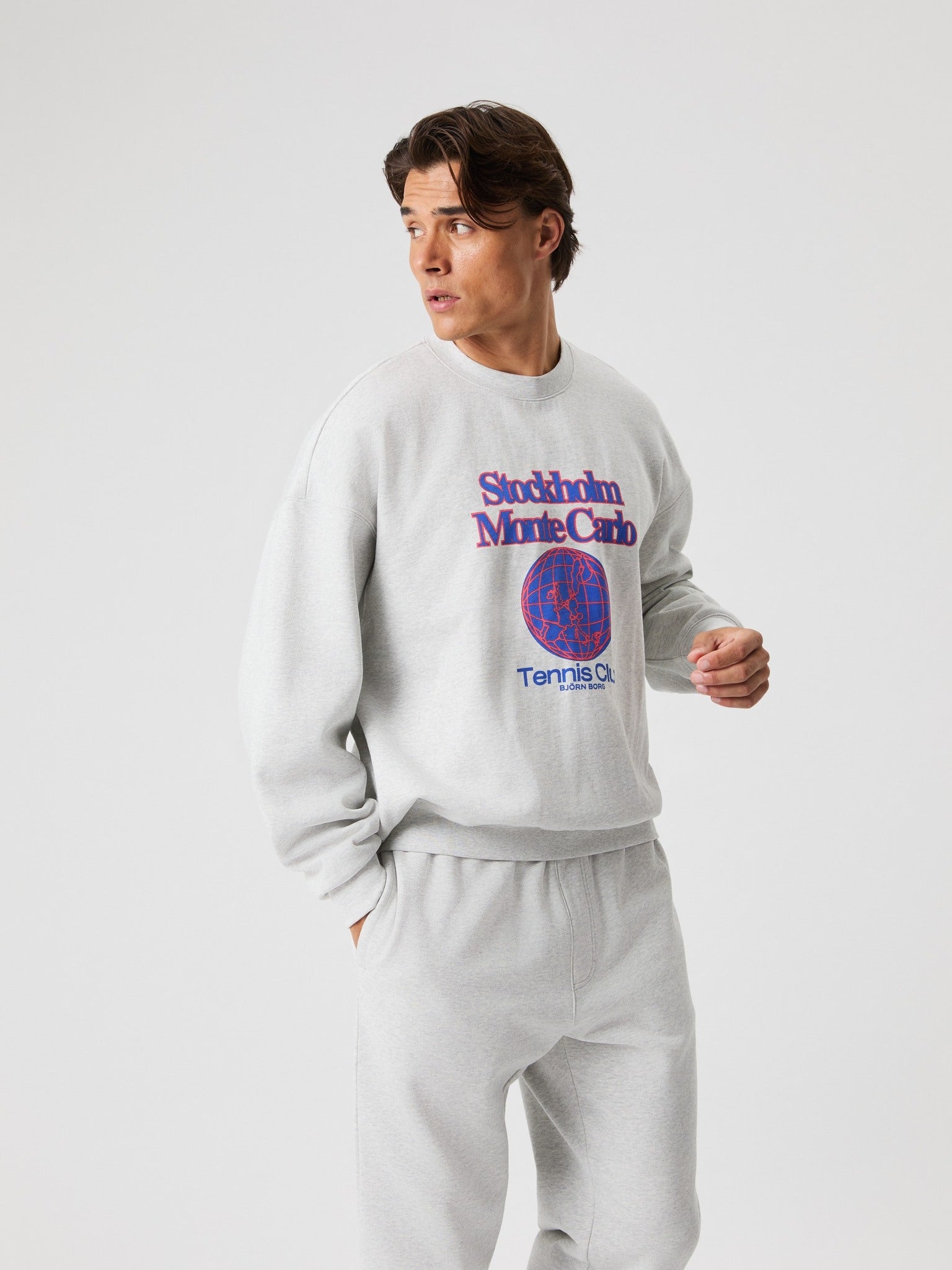 BJÖRN BORG Borg Oversized Sweatshirt Ultra Light Grey Melange