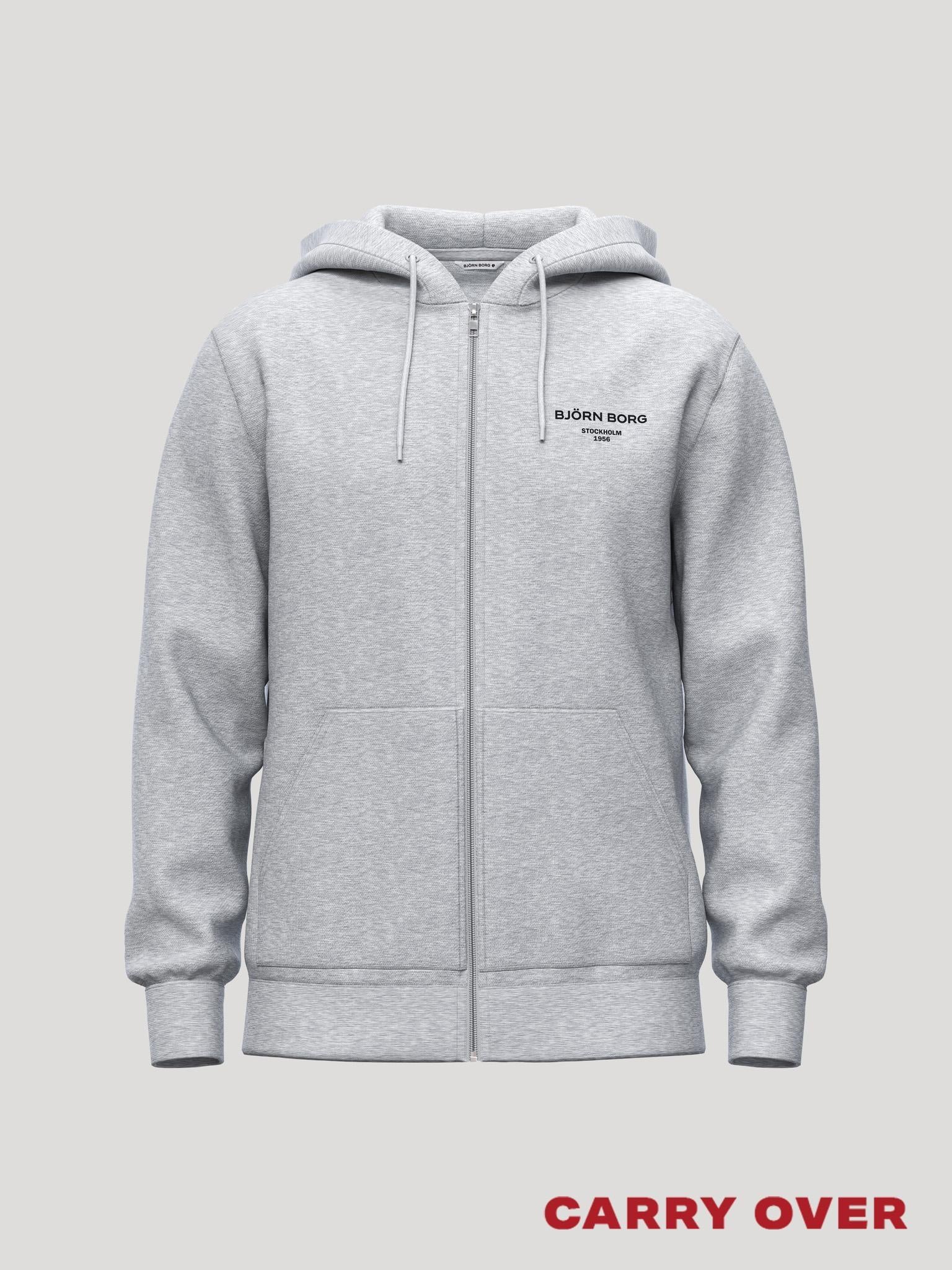BJÖRN BORG Borg Essential 1 Zip Hoodie Light Grey Melange