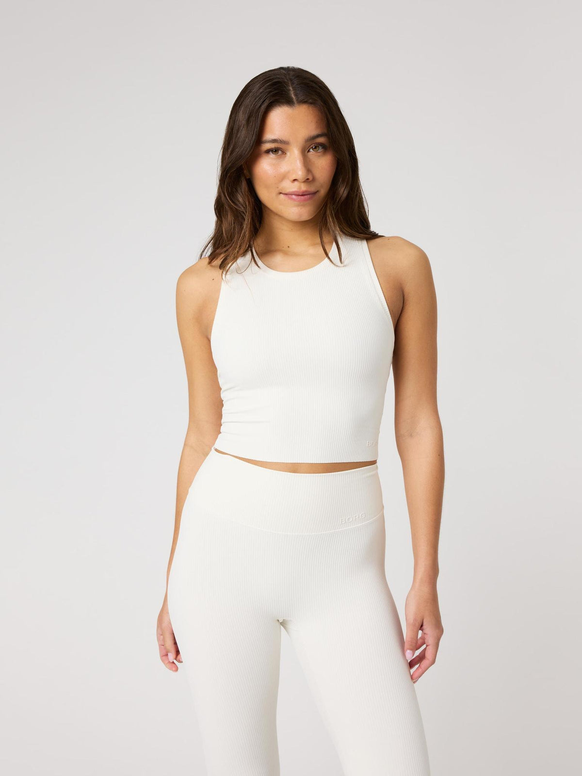 BJÖRN BORG Studio Ribbed Cropped Tank Top Tofu