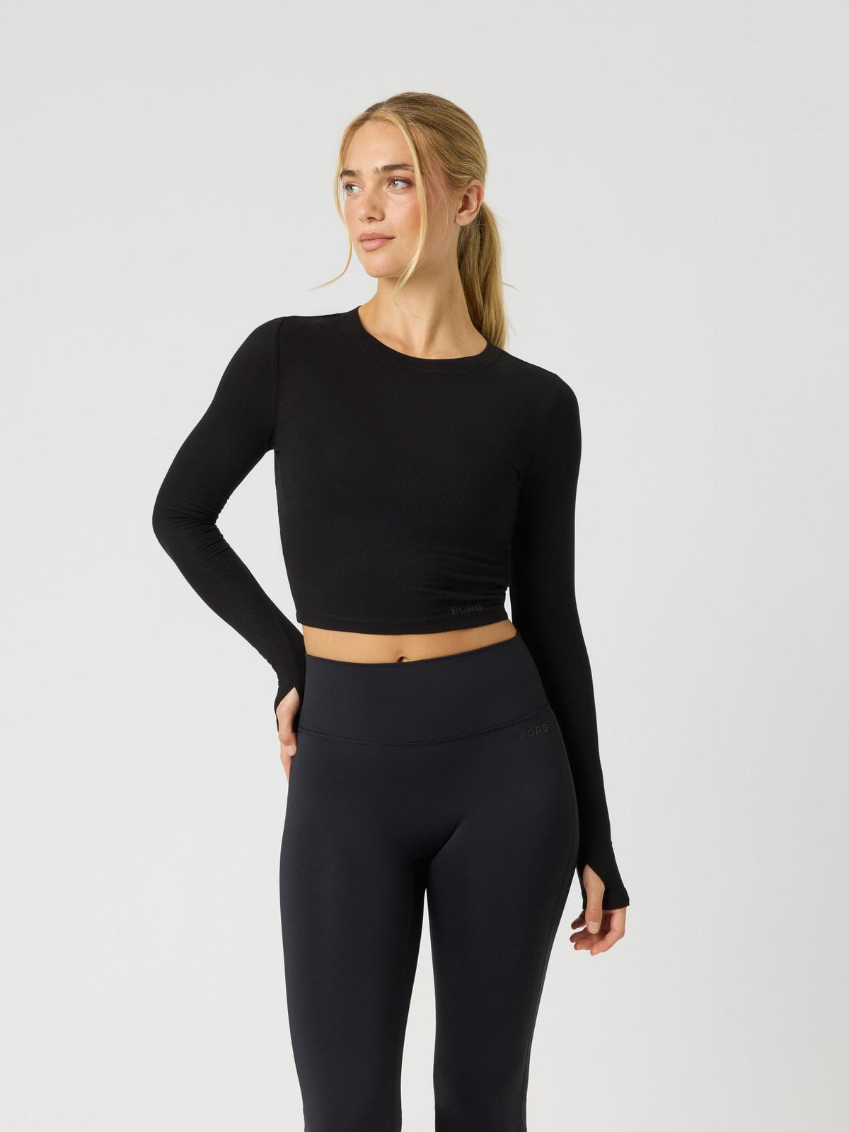 BJÖRN BORG Studio Ribbed Long Sleeve Black Beauty