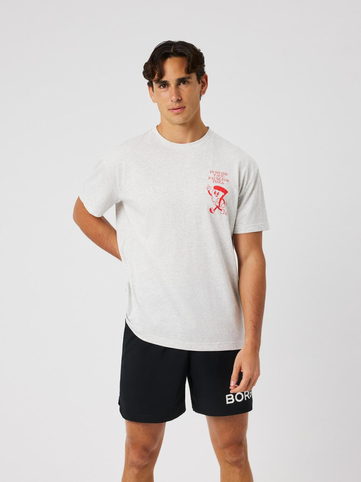 BJÖRN BORG Borg Gym Oversized T-shirt Ultra Light Grey Melange