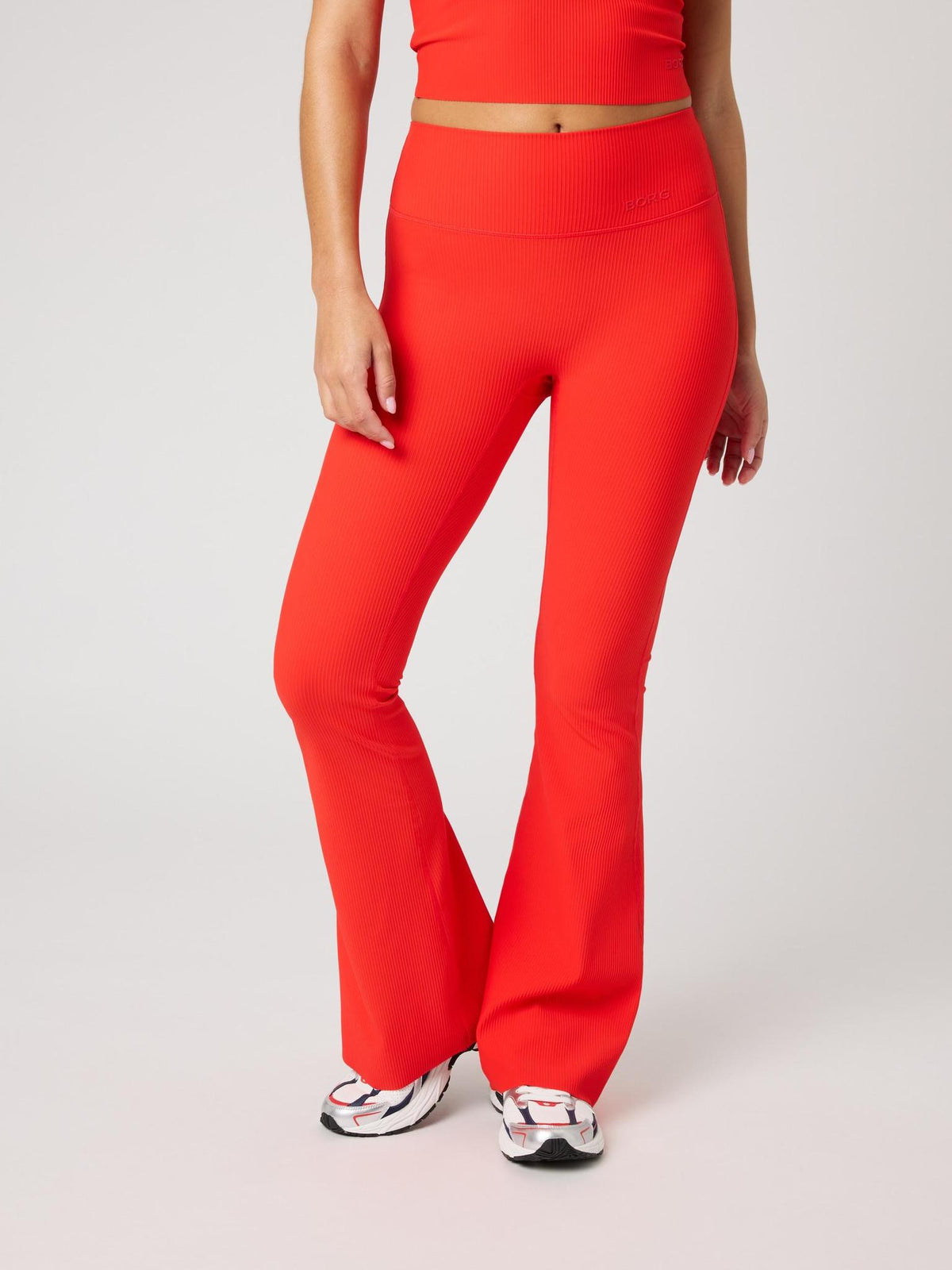 BJÖRN BORG Studio Ribbed Flare Tights Tall Flame Scarlet