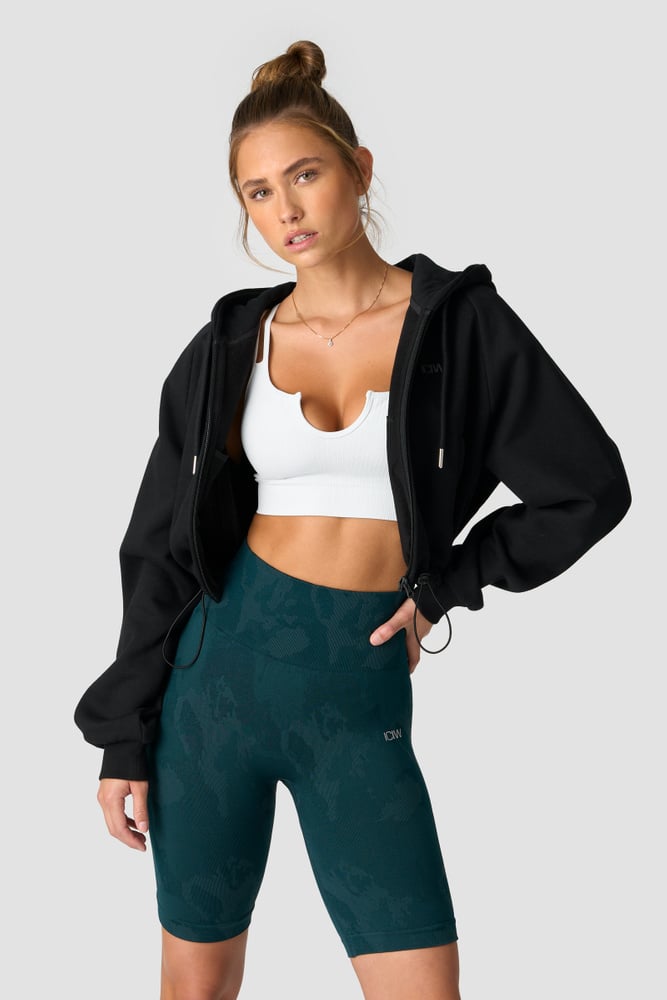 ICIW Everyday Cropped Hoodie Zip Wmn Black