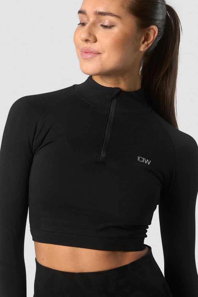 ICIW Define Seamless Cropped 1/4 Zip Black