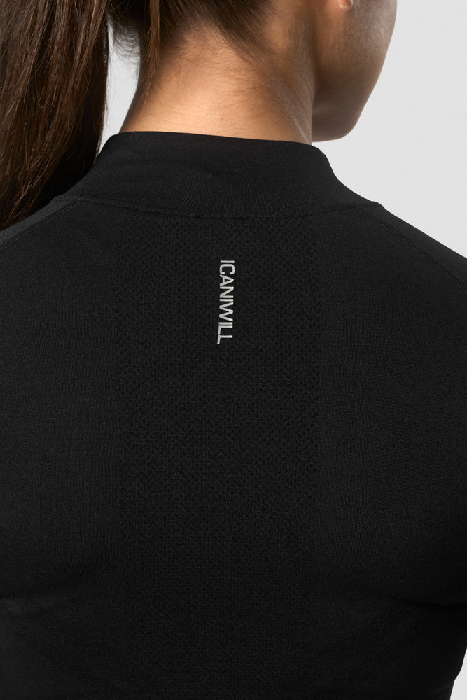ICIW Define Seamless Cropped 1/4 Zip Black