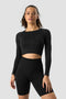 ICIW Define Seamless LS Crop Top Black/Black