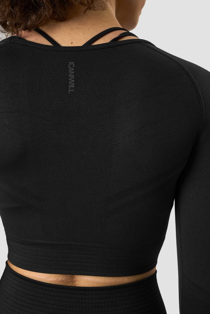 ICIW Define Seamless LS Crop Top Black/Black