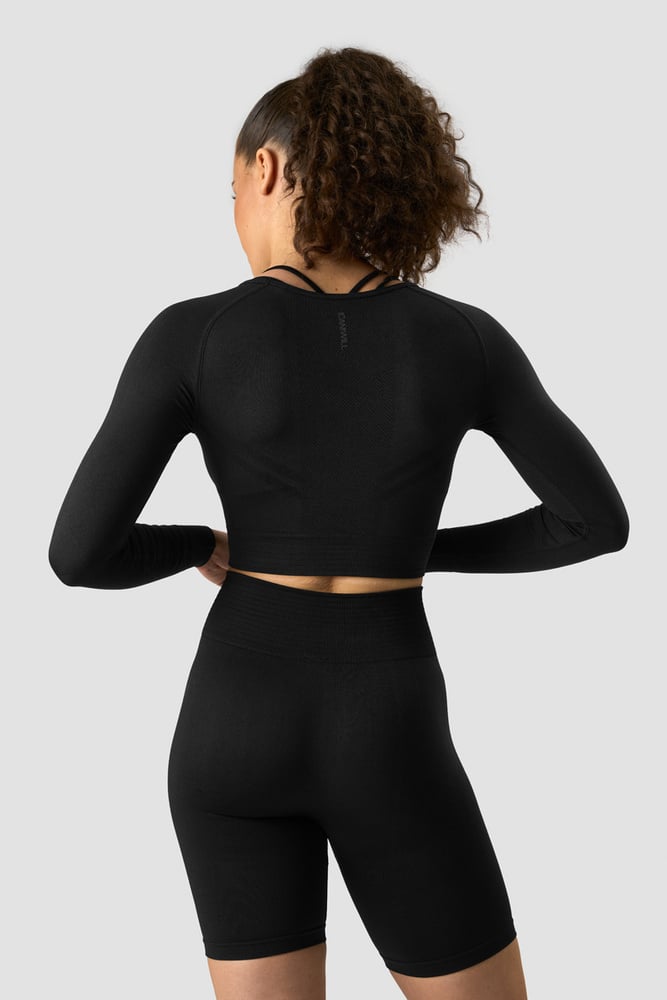 ICIW Define Seamless LS Crop Top Black/Black