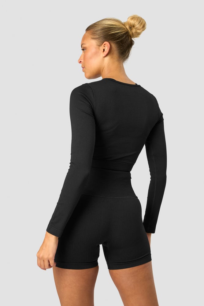 ICIW Ribbed Define Seamless Cropped Long Sleeve Black