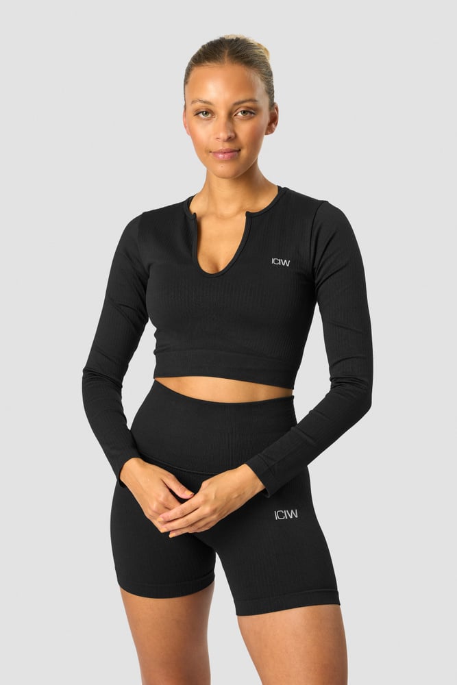 ICIW Ribbed Define Seamless Cropped Long Sleeve Black