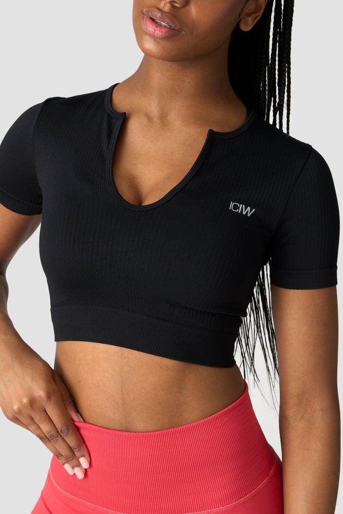 ICIW Ribbed Define Seamless Cropped T-shirt Black