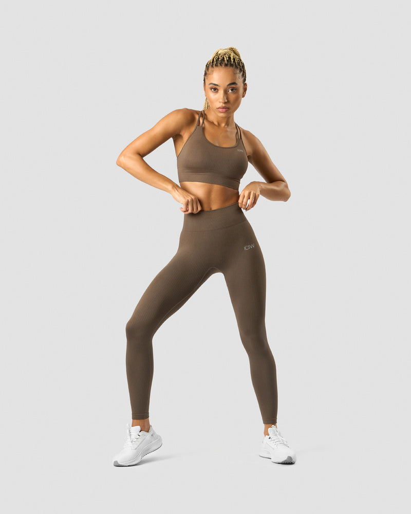 ICIW Ribbed Define Seamless Tights Dark Sand Wmn