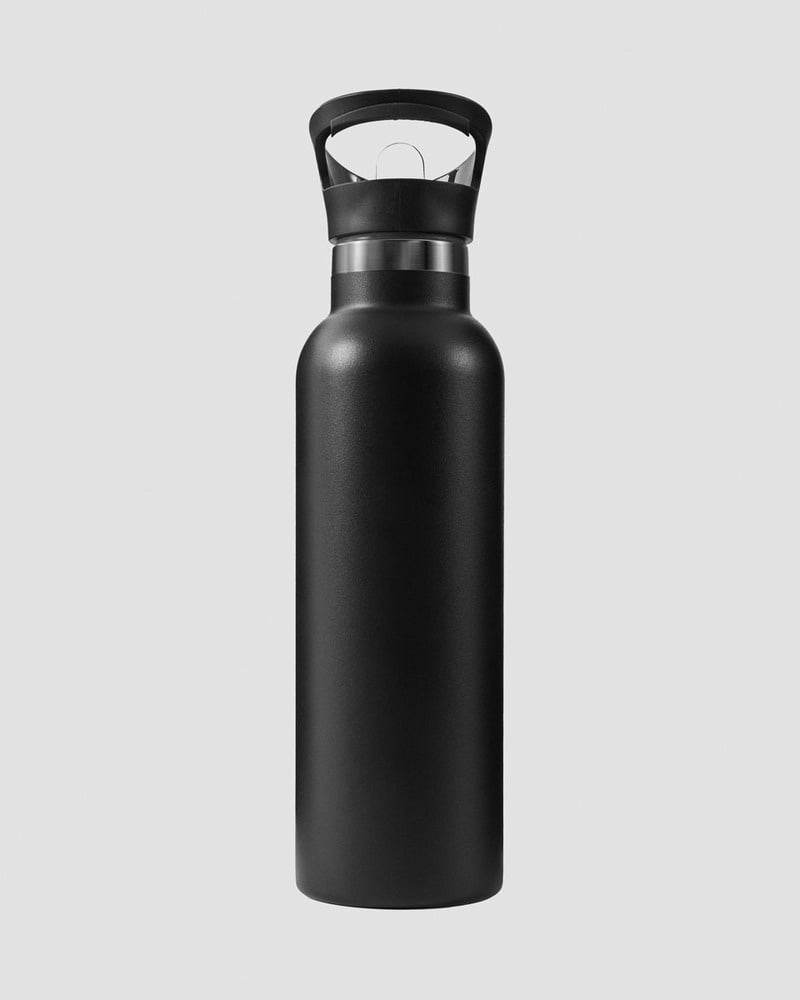 ICIW Stainless Steel Water Bottle Black w. White logo 600ml