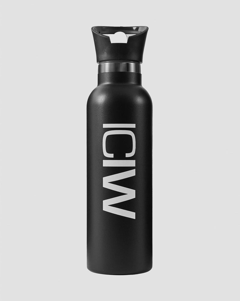 ICIW Stainless Steel Water Bottle Black w. White logo 600ml