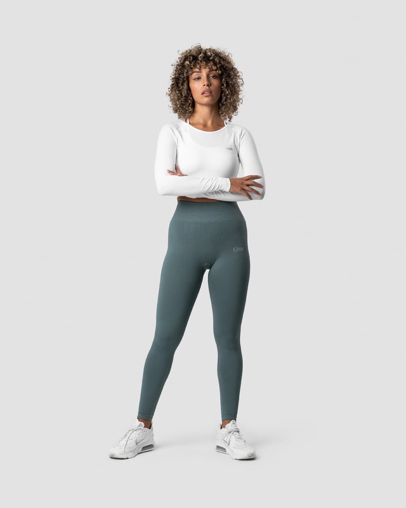 ICIW Define Seamless LS Crop Top White Wmn