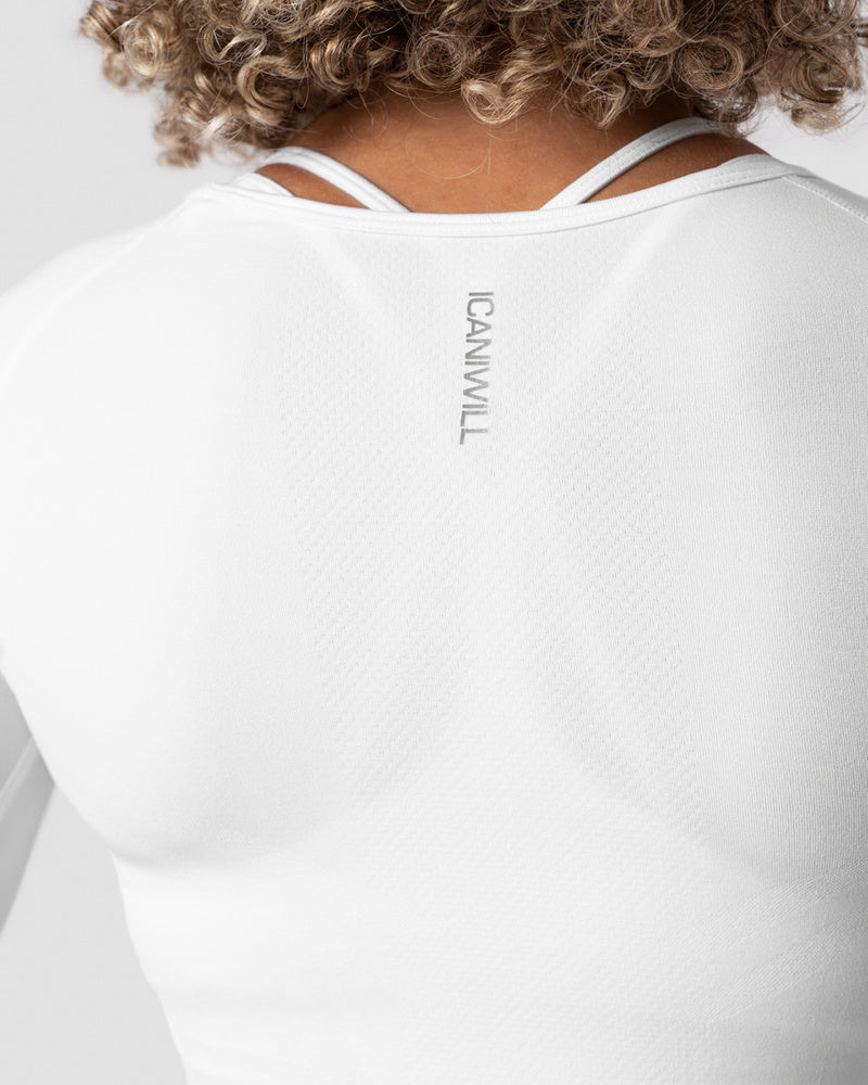 ICIW Define Seamless LS Crop Top White Wmn