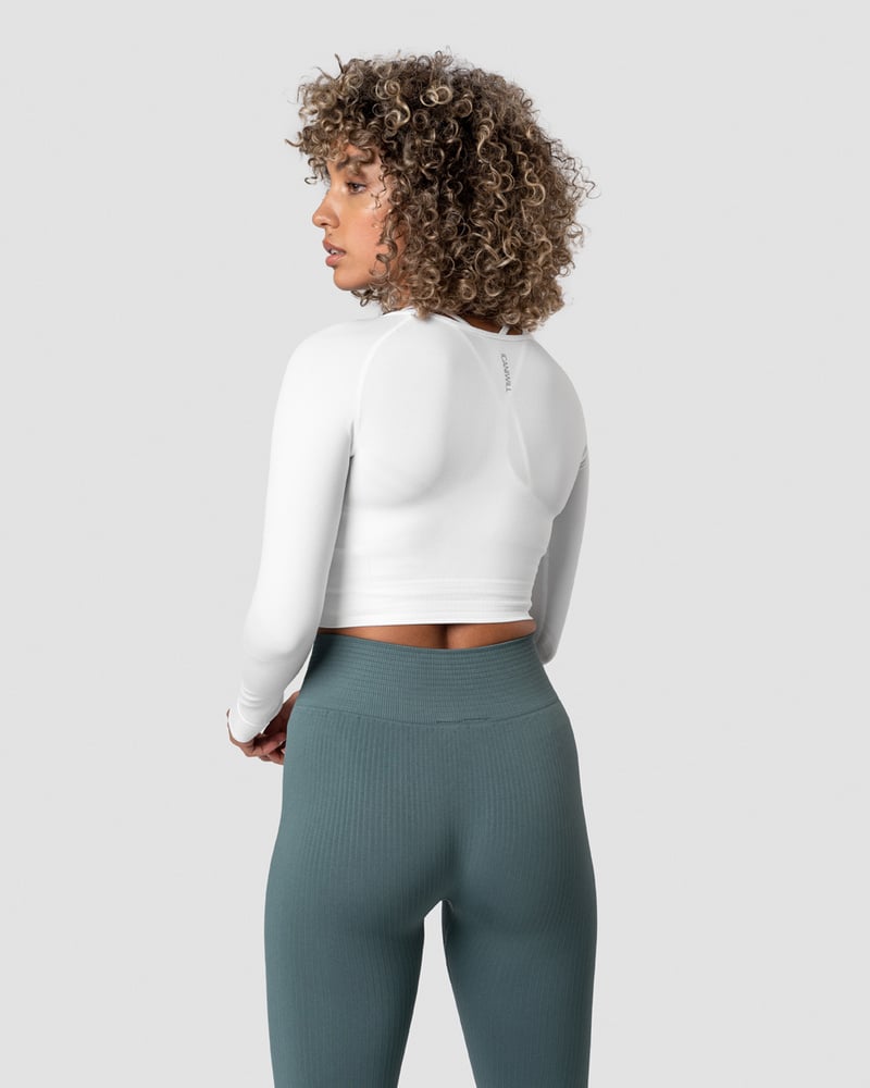 ICIW Define Seamless LS Crop Top White Wmn