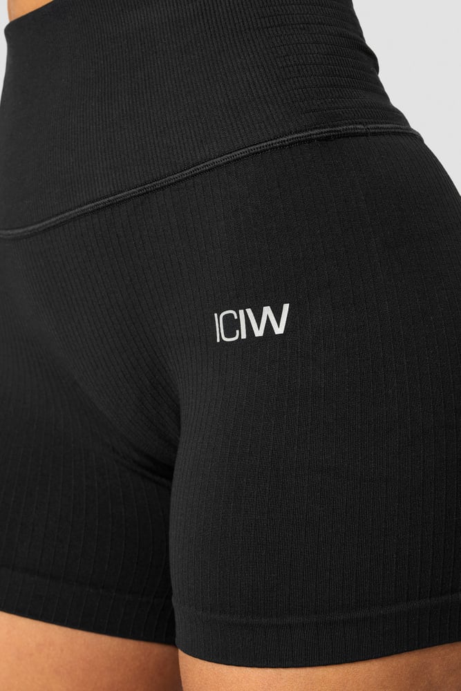 ICIW Ribbed Define Seamless Pocket Shorts Black