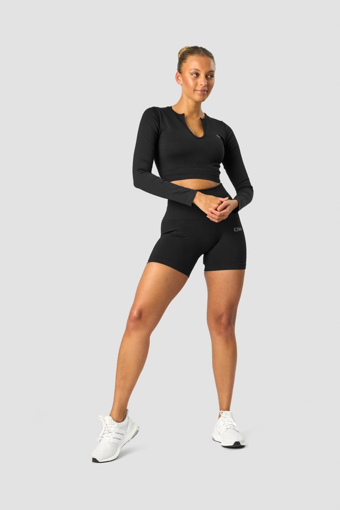 ICIW Ribbed Define Seamless Pocket Shorts Black