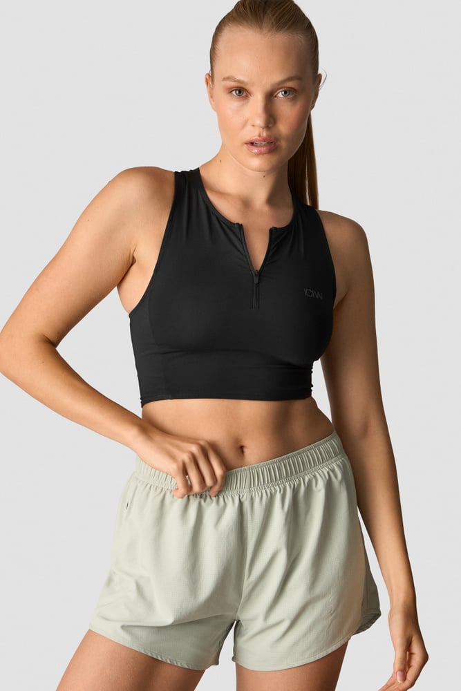 ICIW Mirage Cropped 1/4 Zip Tank Top Wmn Black