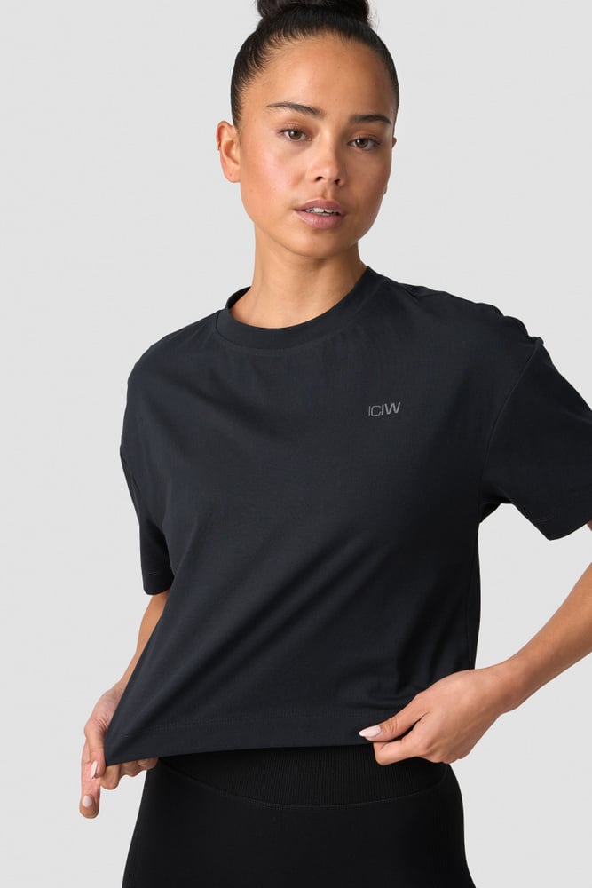 ICIW Everyday Cotton Cropped T-shirt Black