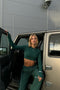 ICIW Contrast Cropped Long Sleeve Deep Emerald