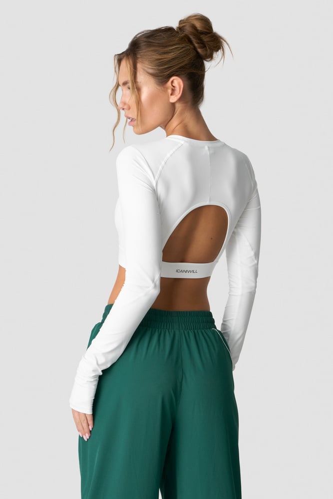 ICIW Contrast Cropped Long Sleeve White