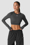 ICIW Contrast Cropped Long Sleeve Dark Grey