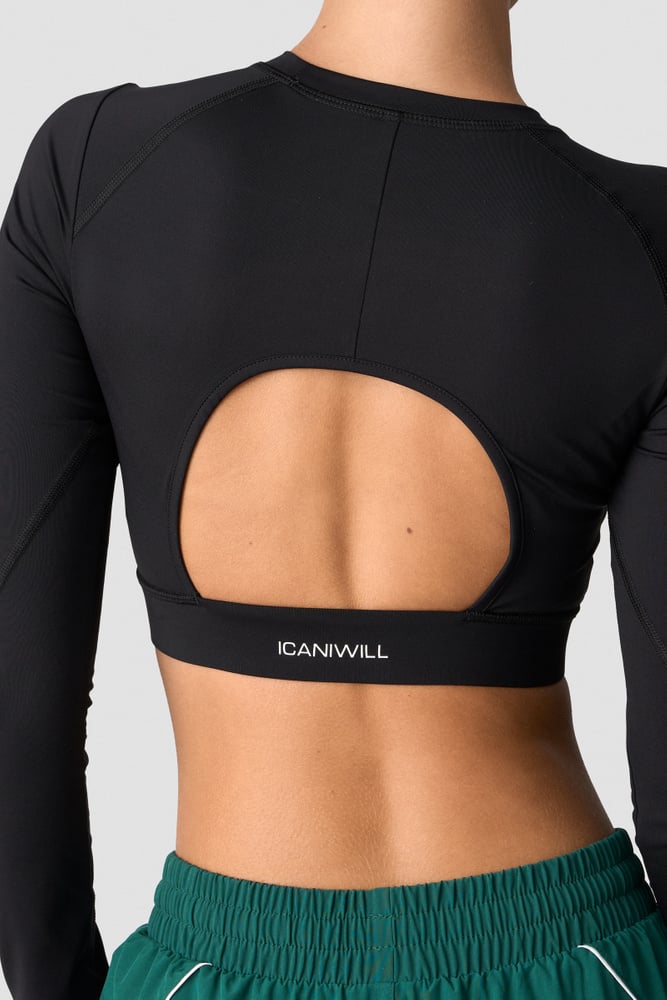 ICIW Contrast Cropped Long Sleeve Black