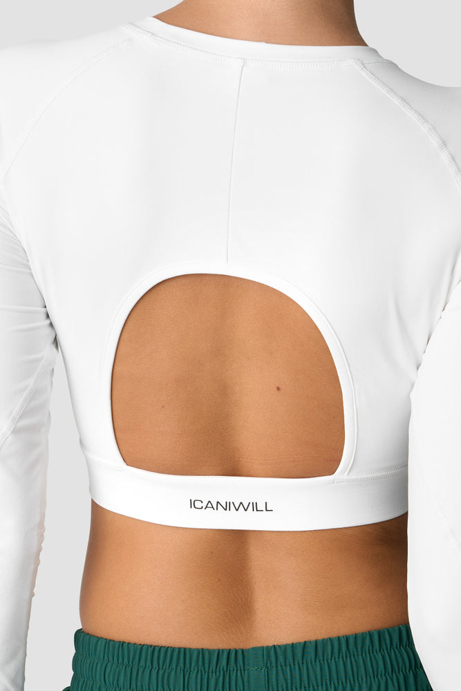 ICIW Contrast Cropped Long Sleeve White