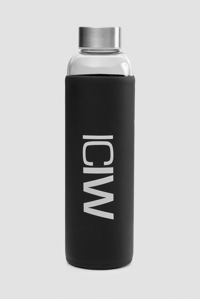 ICIW Glass Water Bottle 550 ml Black
