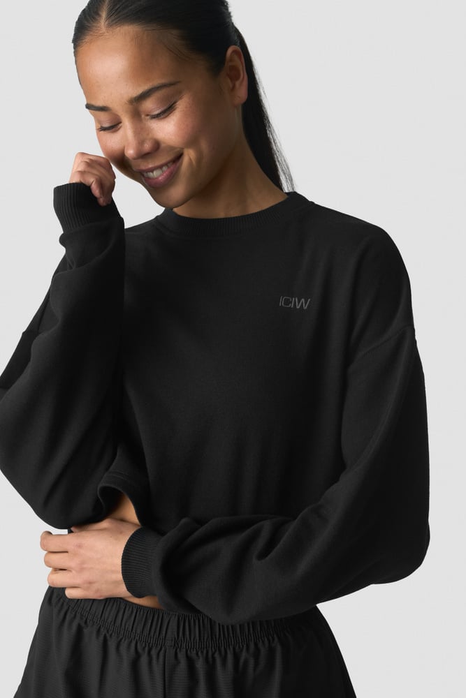 ICIW Everyday Unbrushed Cropped Crewneck Black