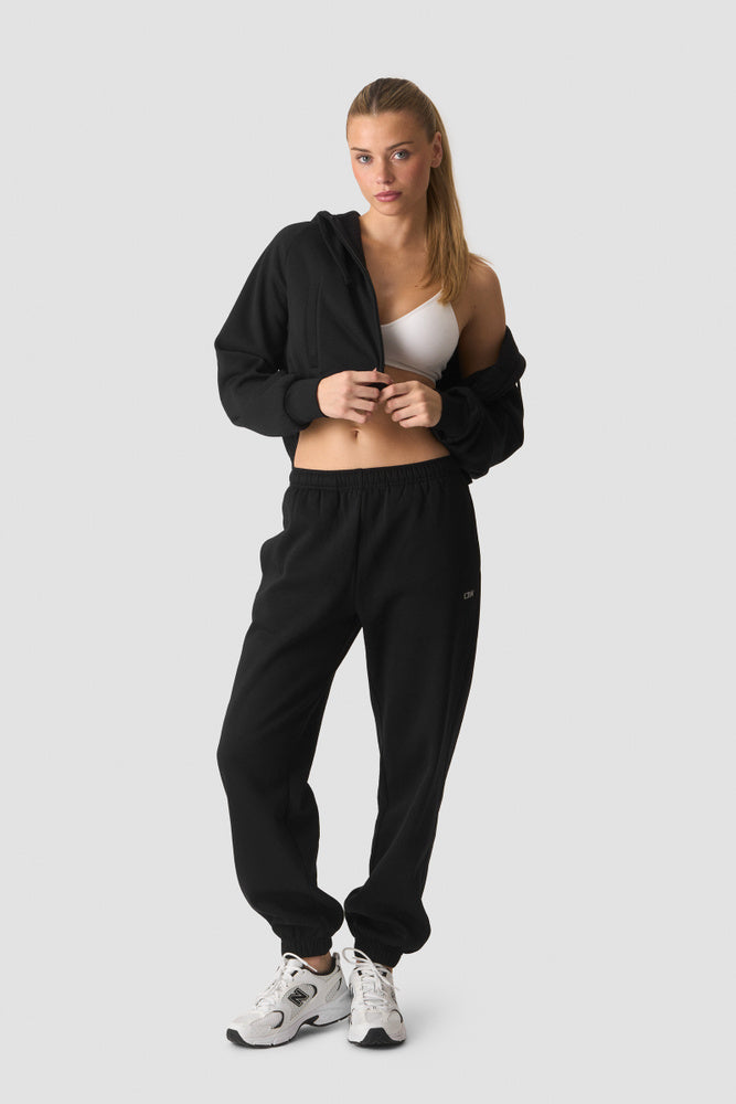ICIW Everyday Cropped Zipper Hoodie Black