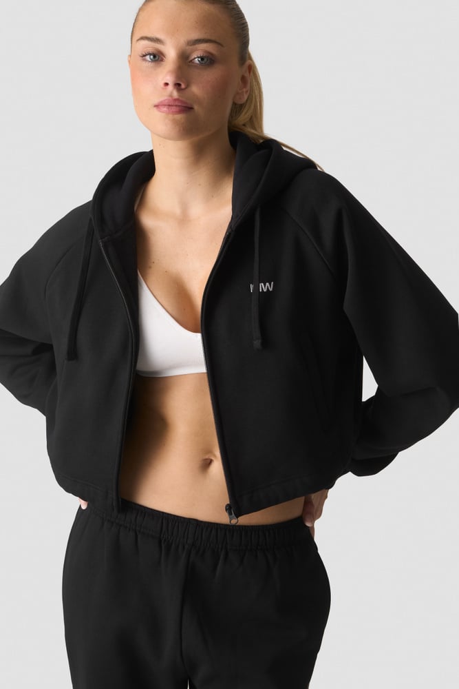 ICIW Everyday Cropped Zipper Hoodie Black