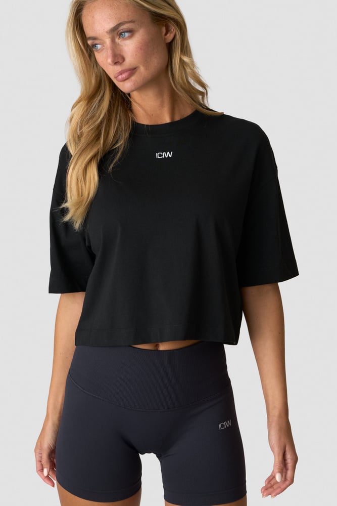 ICIW Everyday Cropped Cotton Tee W Black