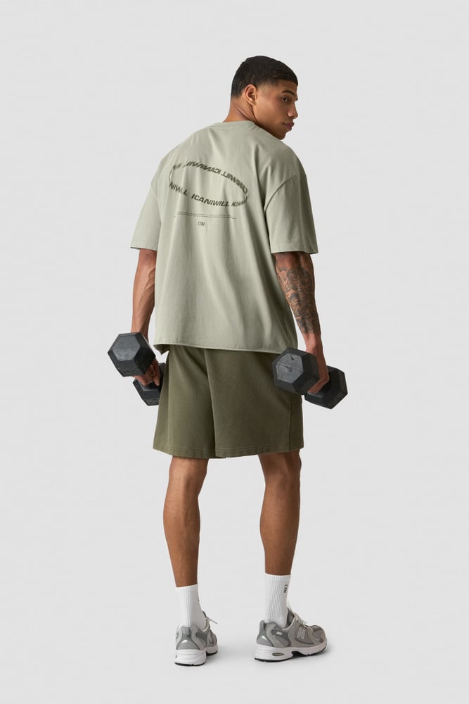 ICIW Stonewashed T-Shirt Print M Light Khaki Green